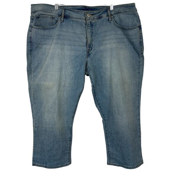 Levis Jeans Womens 24W Classic Straight High Rise Light Wash Stretch Crop Ankle - Picture 1 of 12